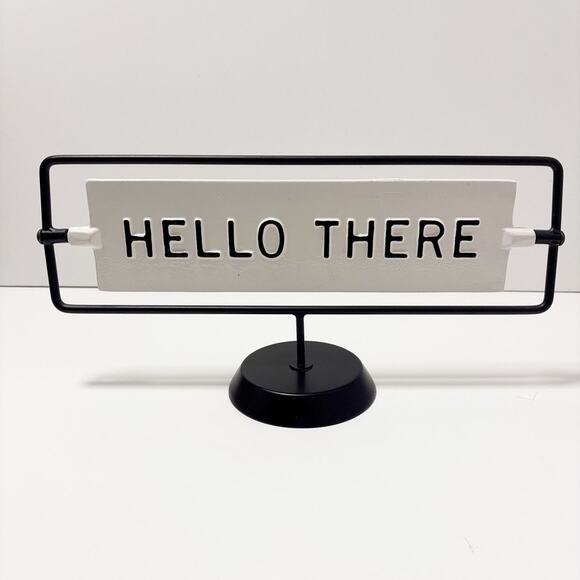 Magnolia Hearth and Hand Reversible Metal Sign Hello There/Miss You Already B&W - Picture 1 of 8
